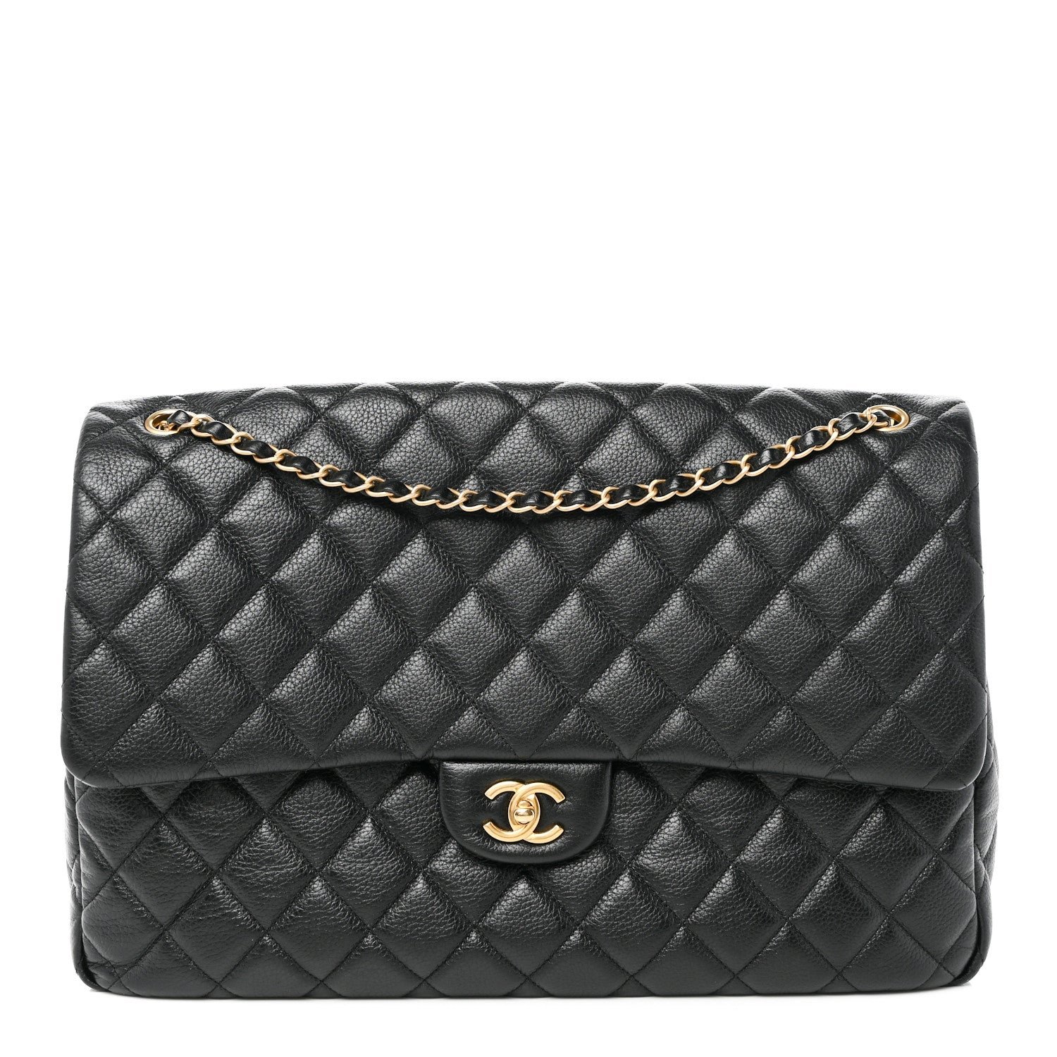 Chanel Grained Calfskin Quilted XXL Travel Flap Bag Black