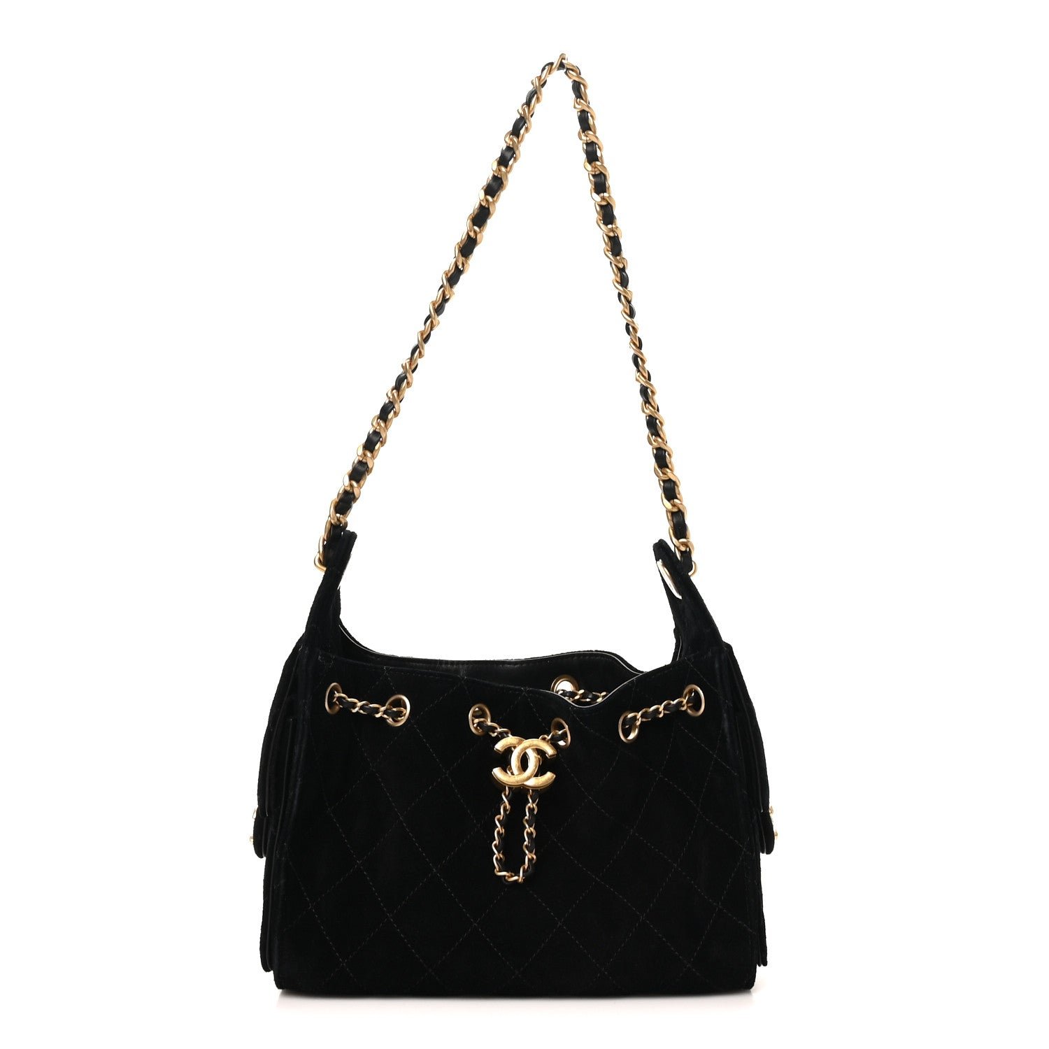 Chanel Suede Quilted Mini Chanel 25 Handbag Black