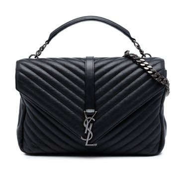 Lambskin Large Sheepskin Chevron Monogram Monochrome College Bag