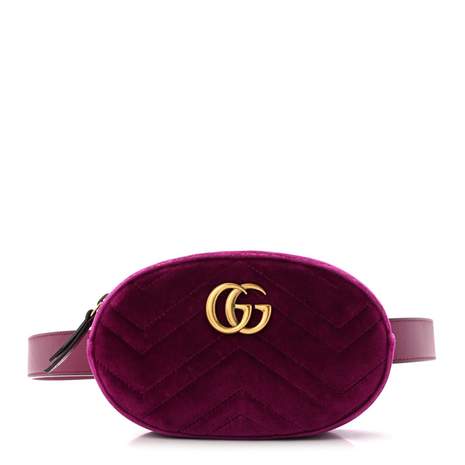 Gucci Velvet Matelasse GG Marmont Belt Bag 75 30 Fuchsia Violet Cyclamen