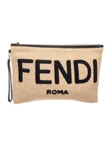 Raffia Flat Pouch Medium