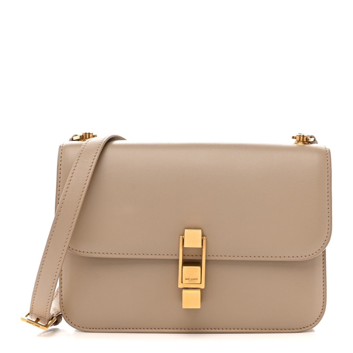Saint Laurent Smooth Calfskin Le Carre Satchel Dark Beige