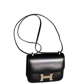 Hermes Hermès Constance 18 Mini III Mirror Bag Black Tadelakt and Ombré Lizard Hardware