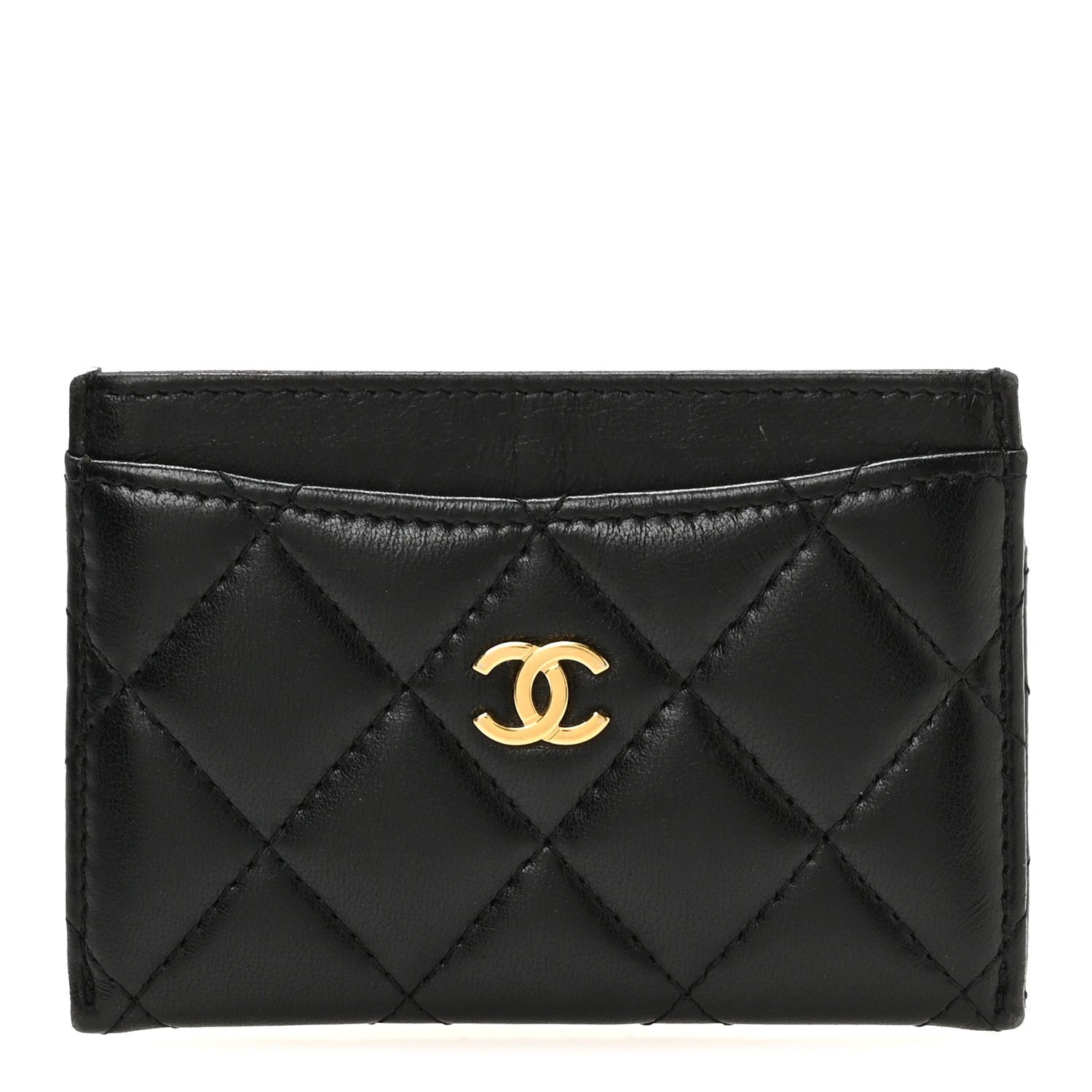 Chanel Lambskin Quilted Card Holder Black