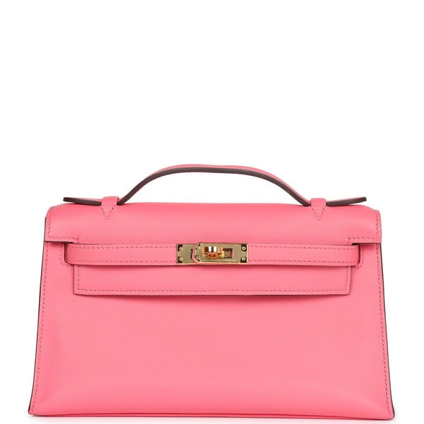 Hermes Pre-owned Hermes Kelly Pochette Rose Azalee Swift Gold Hardware