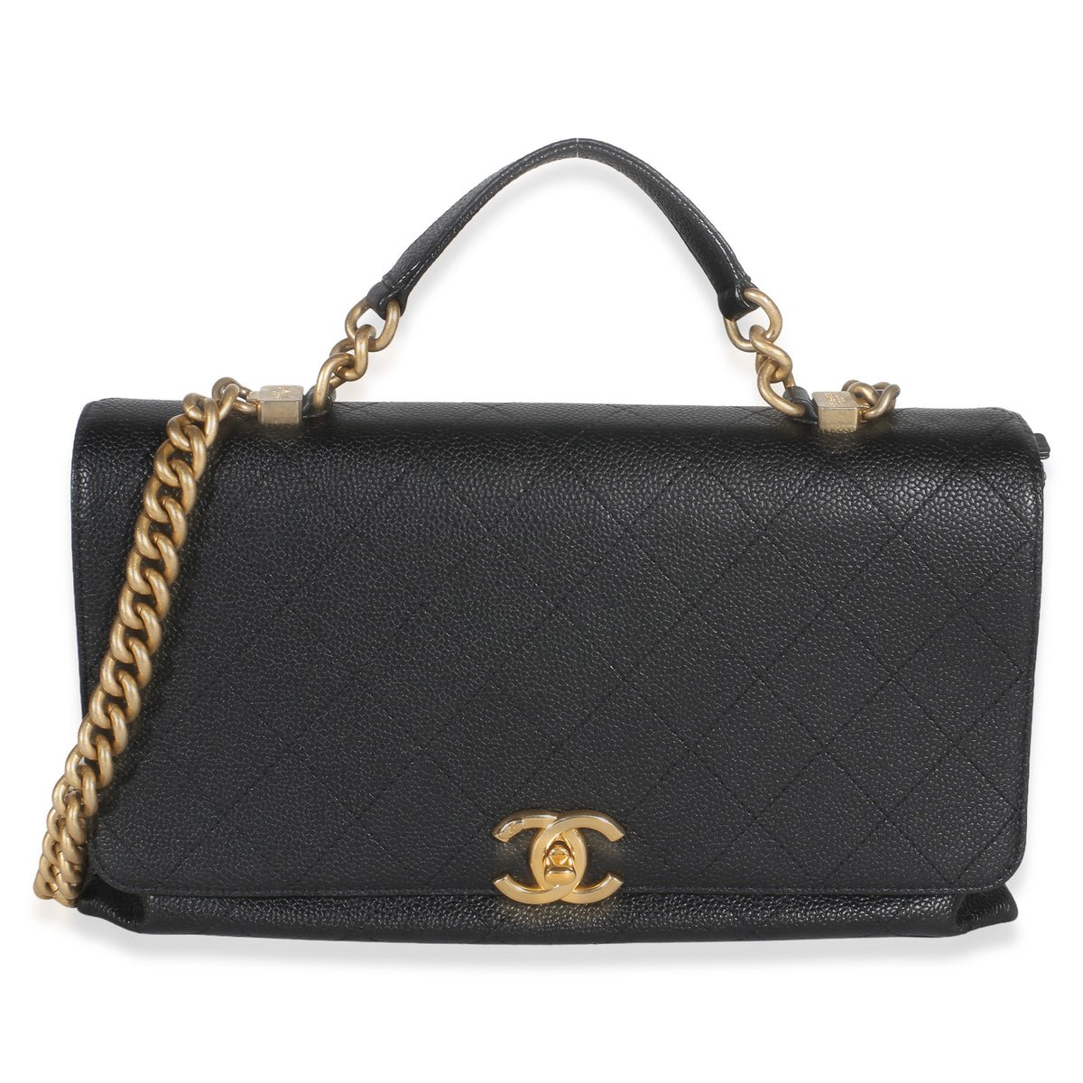 Black Quilted Caviar Medium Chic Affinity Top Handle Bag