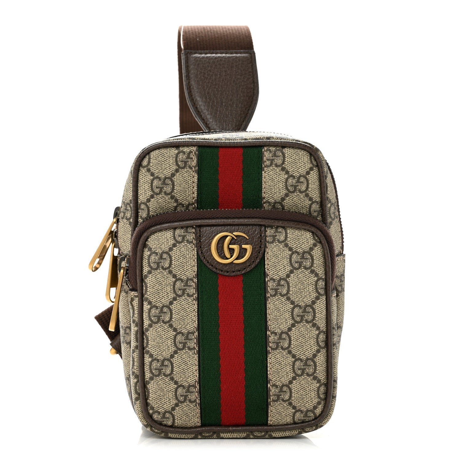 Gucci GG Supreme Monogram Web Mini Ophidia Messenger Brown