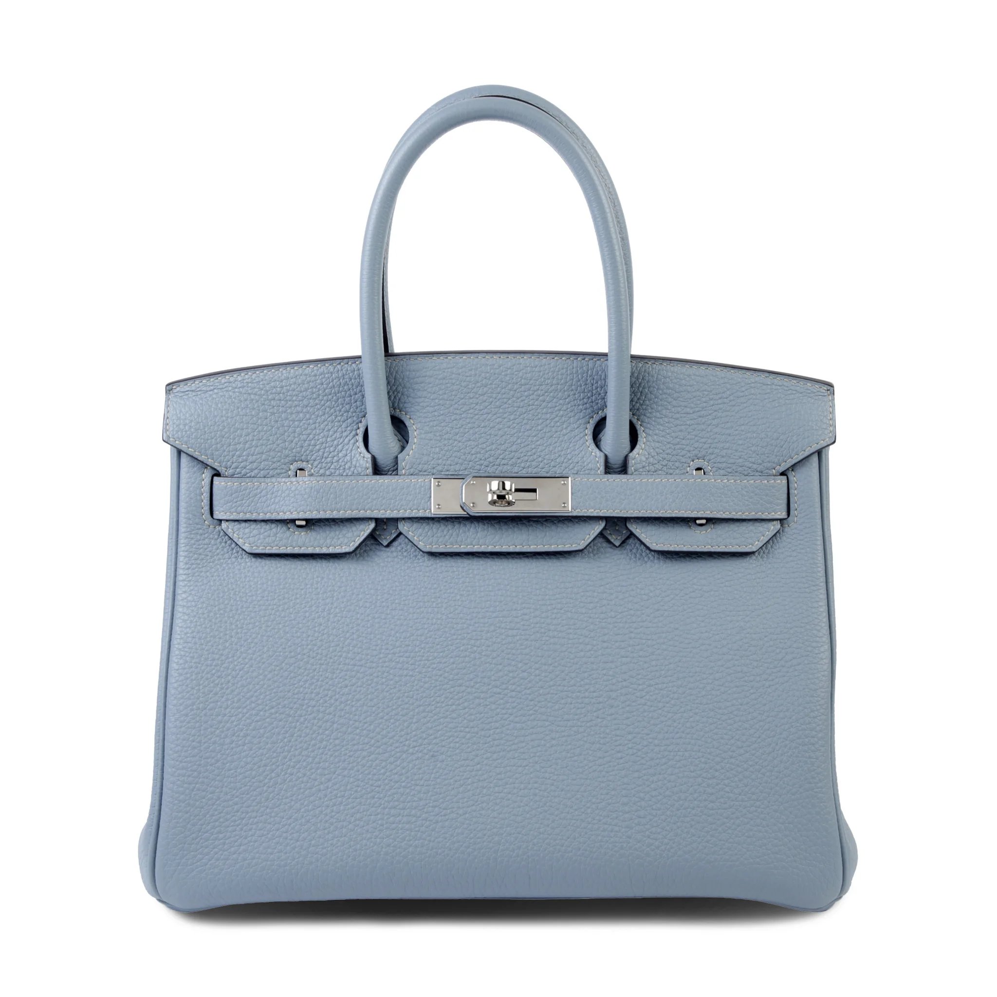 Very Good ( Rank A) HERMÈS Birkin 30 Bleu Lin (J7) Togo Palladium hardware Square Q (2013)