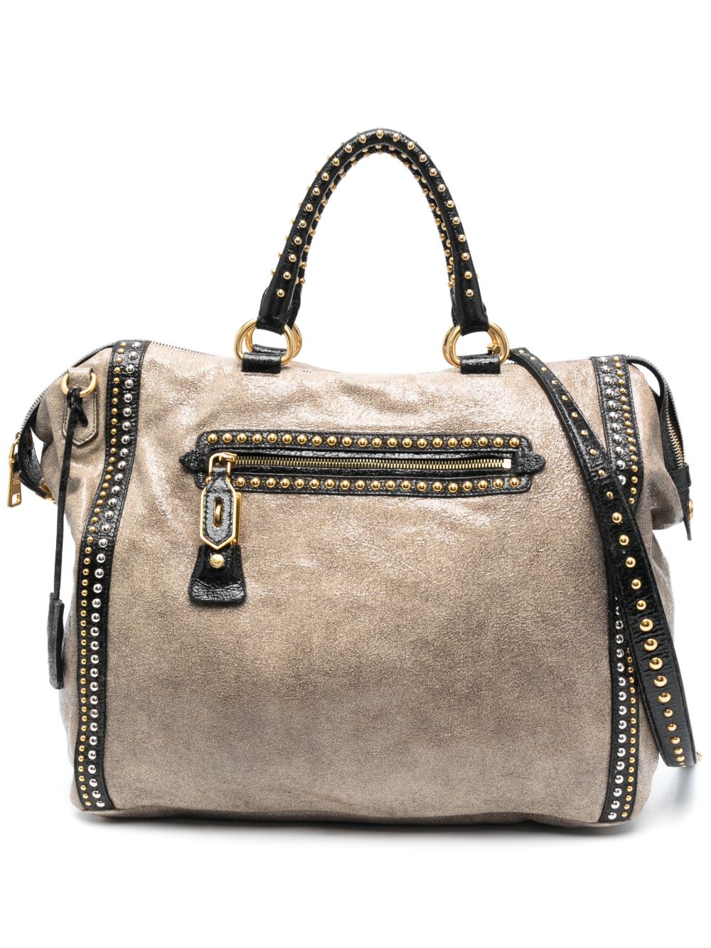 Prada 2010s stud-embellished zipped two-way bag