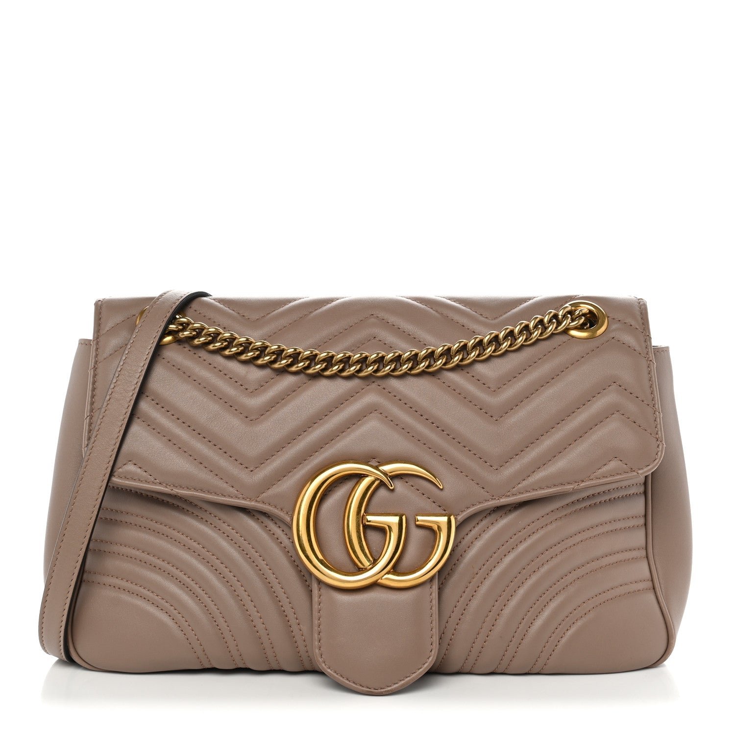 Gucci Calfskin Matelasse Medium GG Marmont Shoulder Bag Porcelain Rose