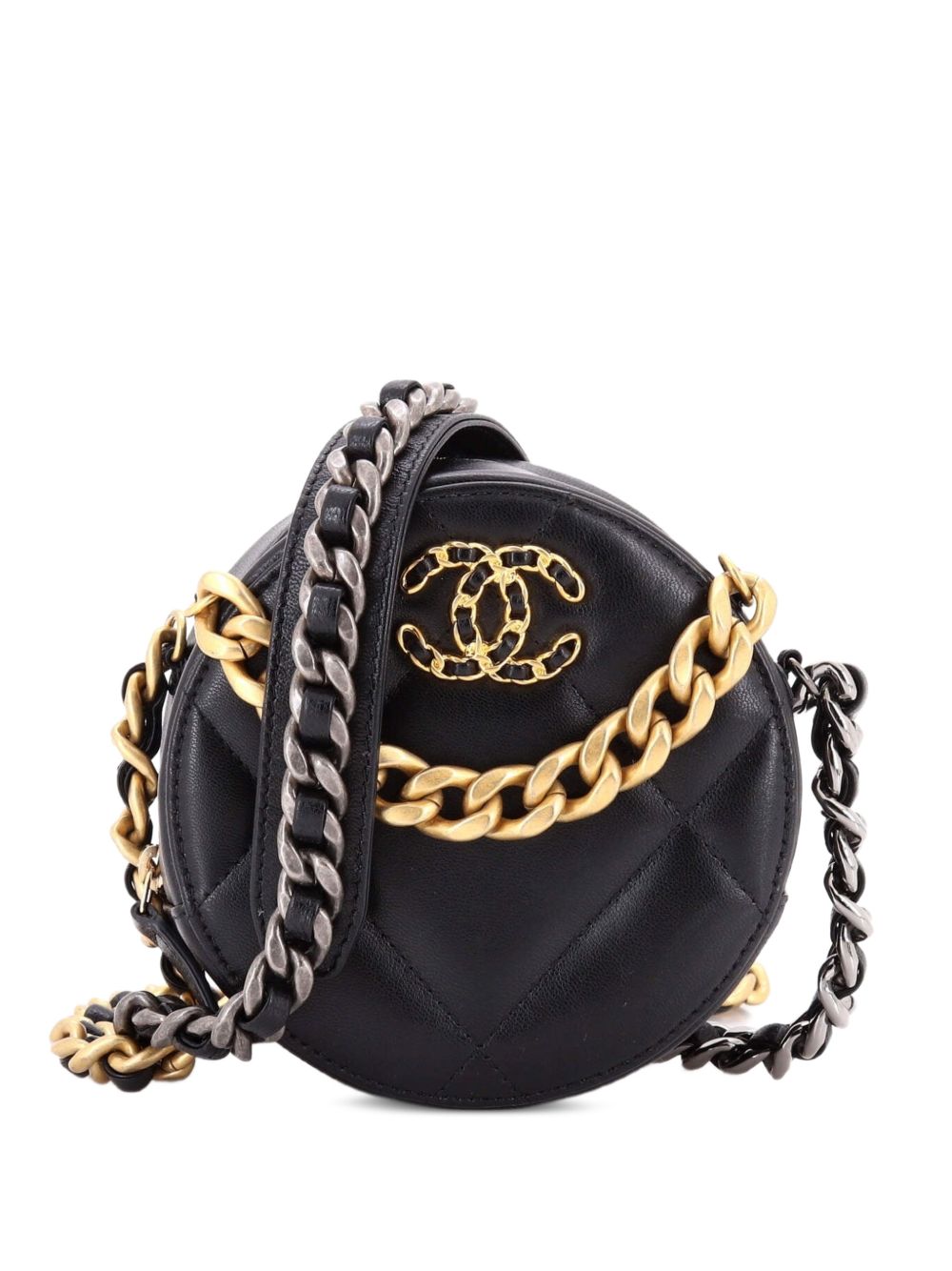 19 Round with Chain Quilted Leather clutch bag