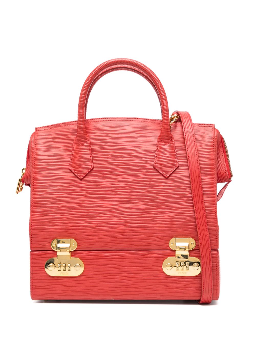 Fendi 90's Epi Leather Top Handle Crossbody Vanity Train Case
