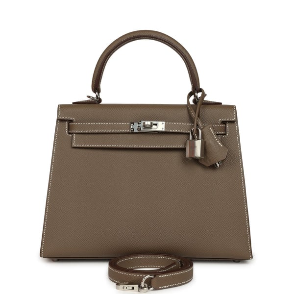 Hermes Hermes Kelly Sellier 25 Etoupe Epsom Palladium Hardware