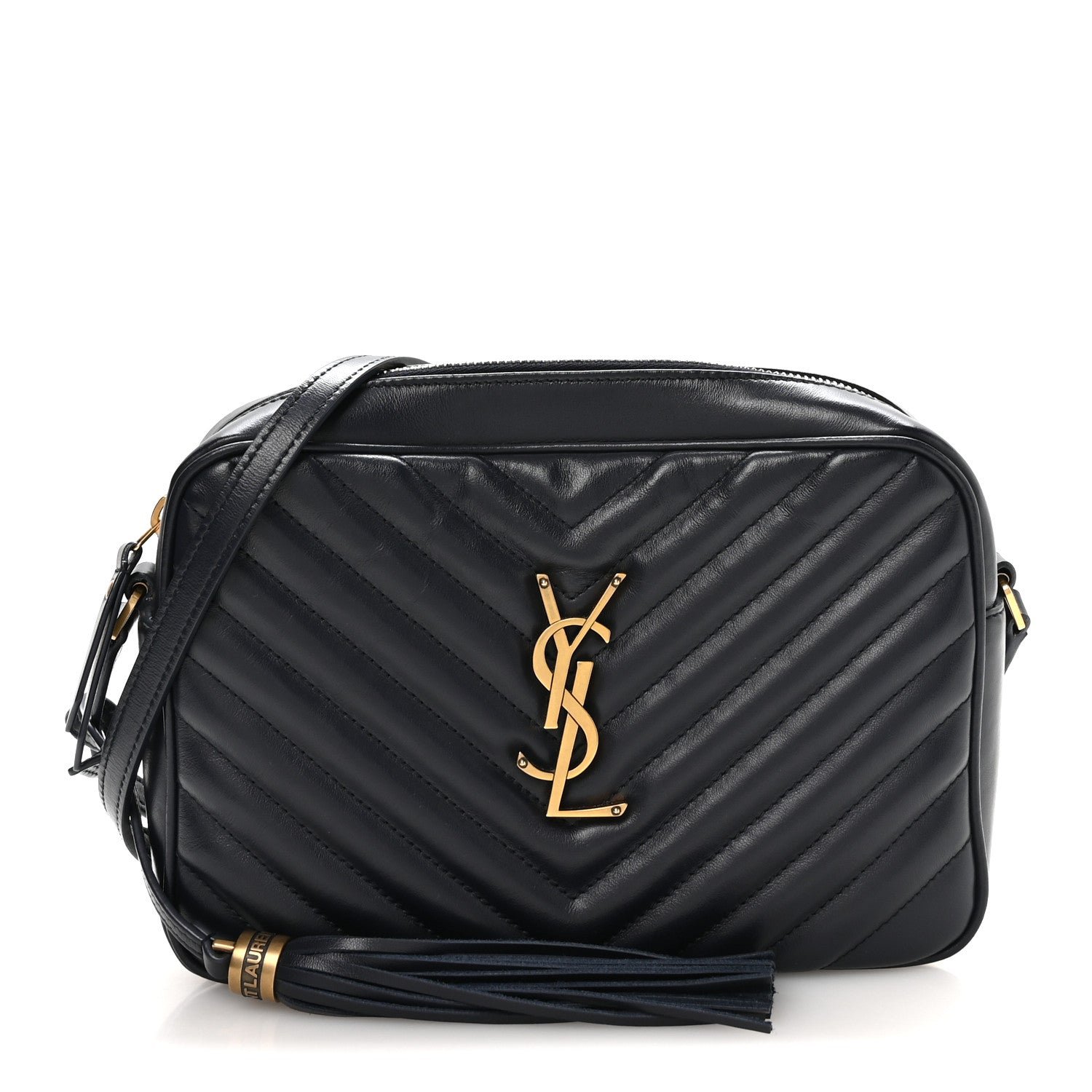 Saint Laurent Calfskin Matelasse Monogram Lou Camera Bag Navy