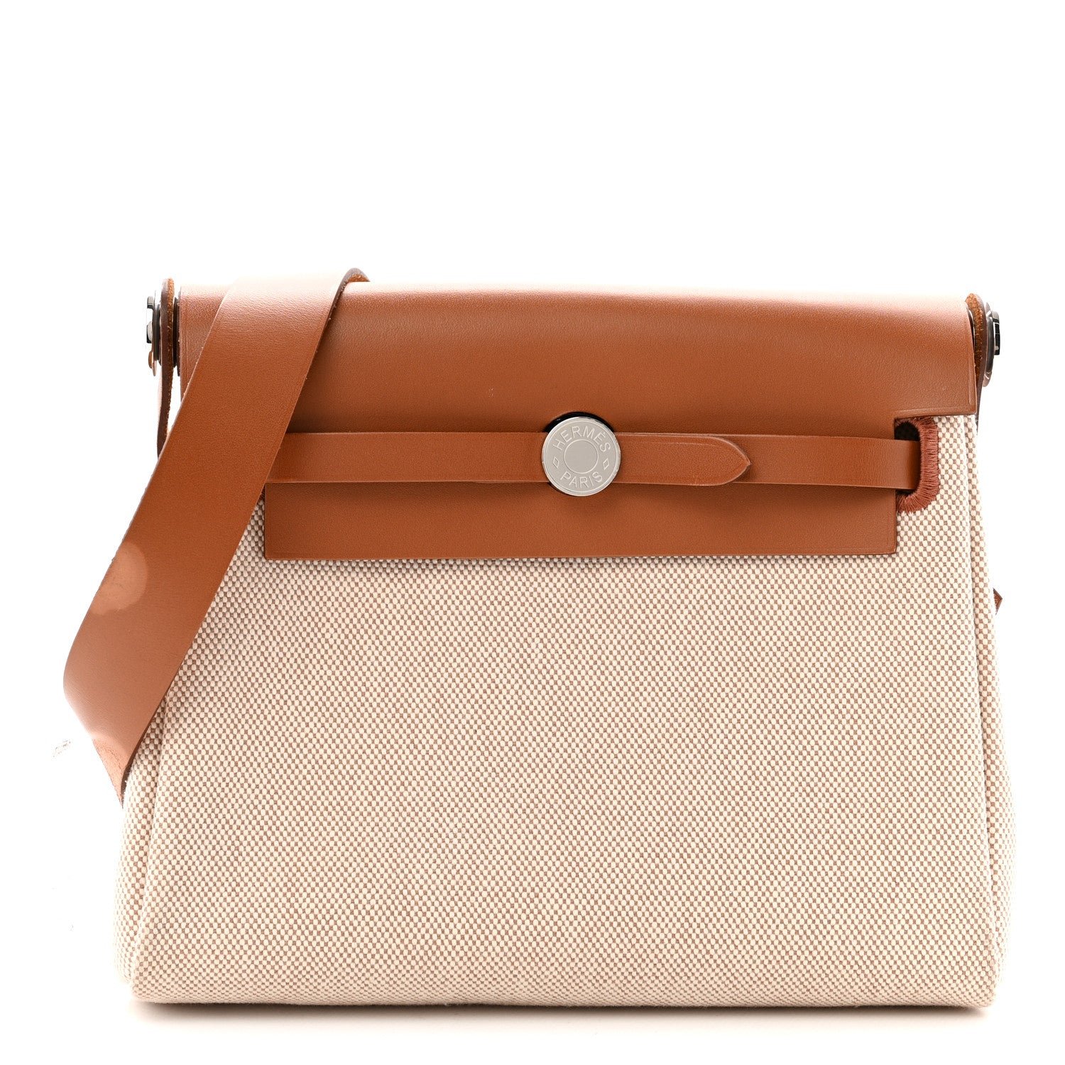 Hermes Military Toile Vache Hunter Herbag Zip Retourne 20 Ecru Beige Fauve