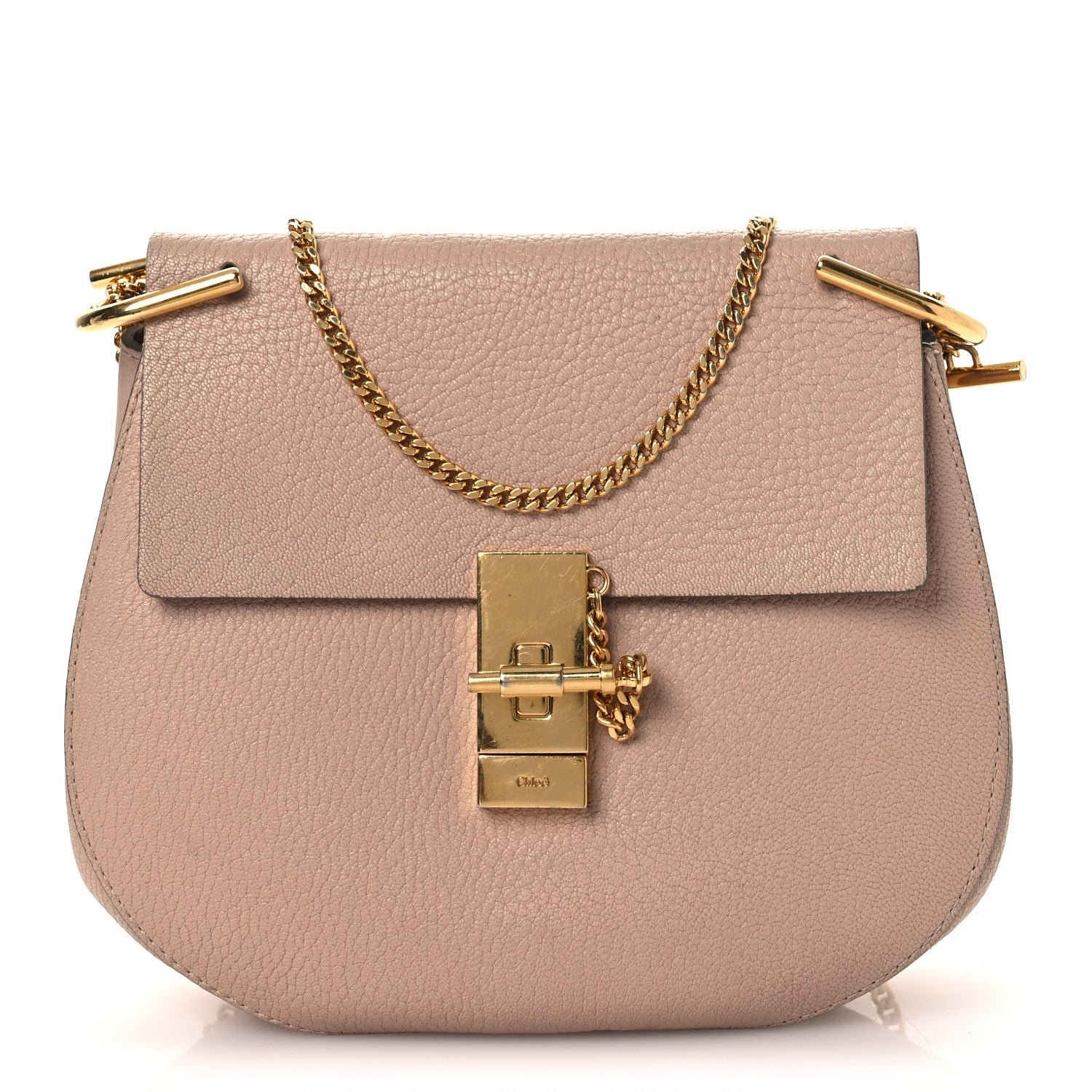 Chloe Grained Lambskin Drew Shoulder Bag Cement Pink