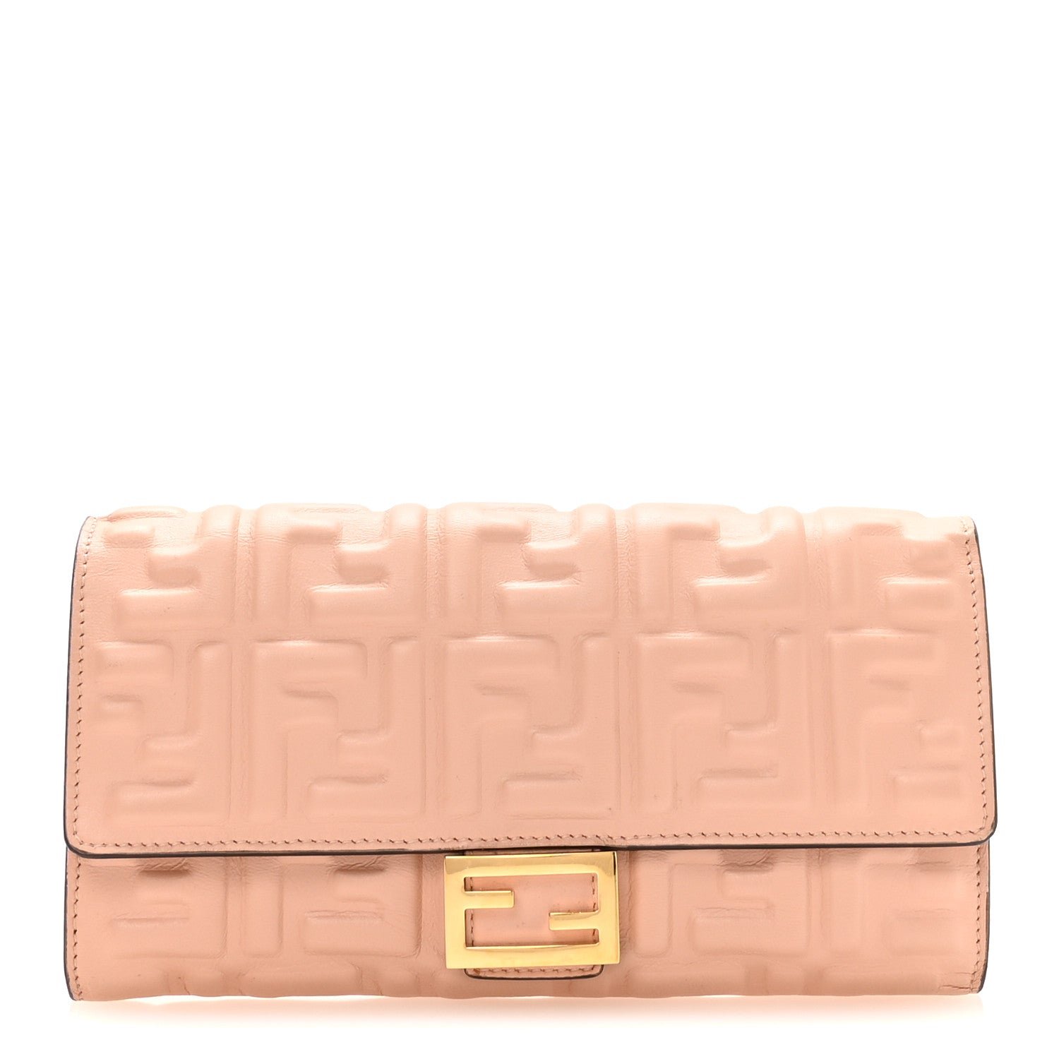 Fendi Fendi Nappa Matisse FF Embossed Continental Wallet Rose Quarzo