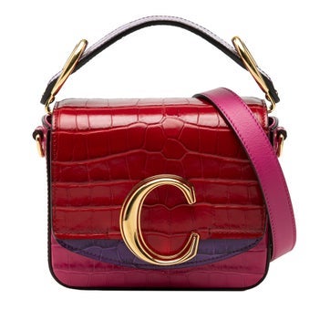 Mini Tricolor Croc Embossed Calfskin C Satchel