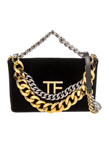 Leather Triple Chain Black Velvet Small