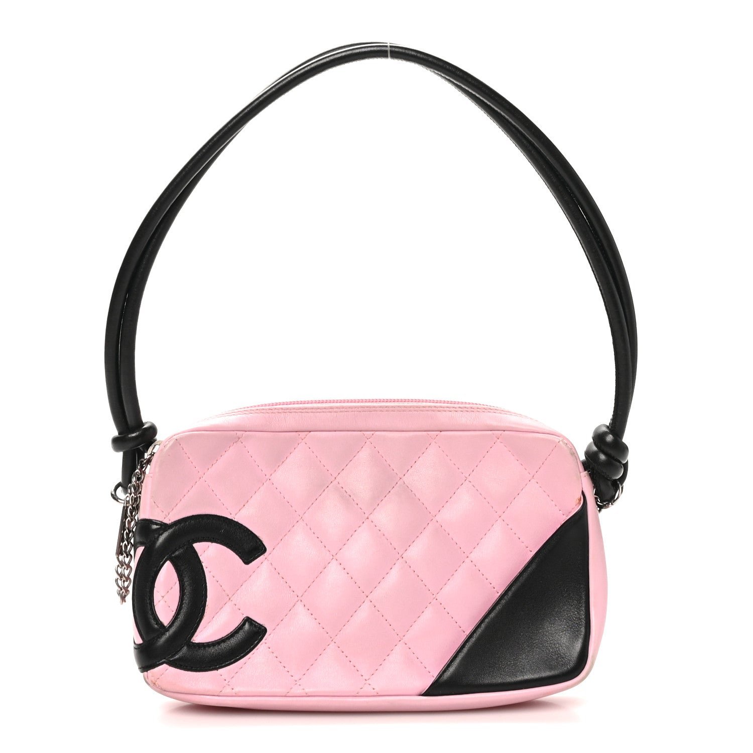 Chanel Calfskin Quilted Cambon Pochette Pink Black