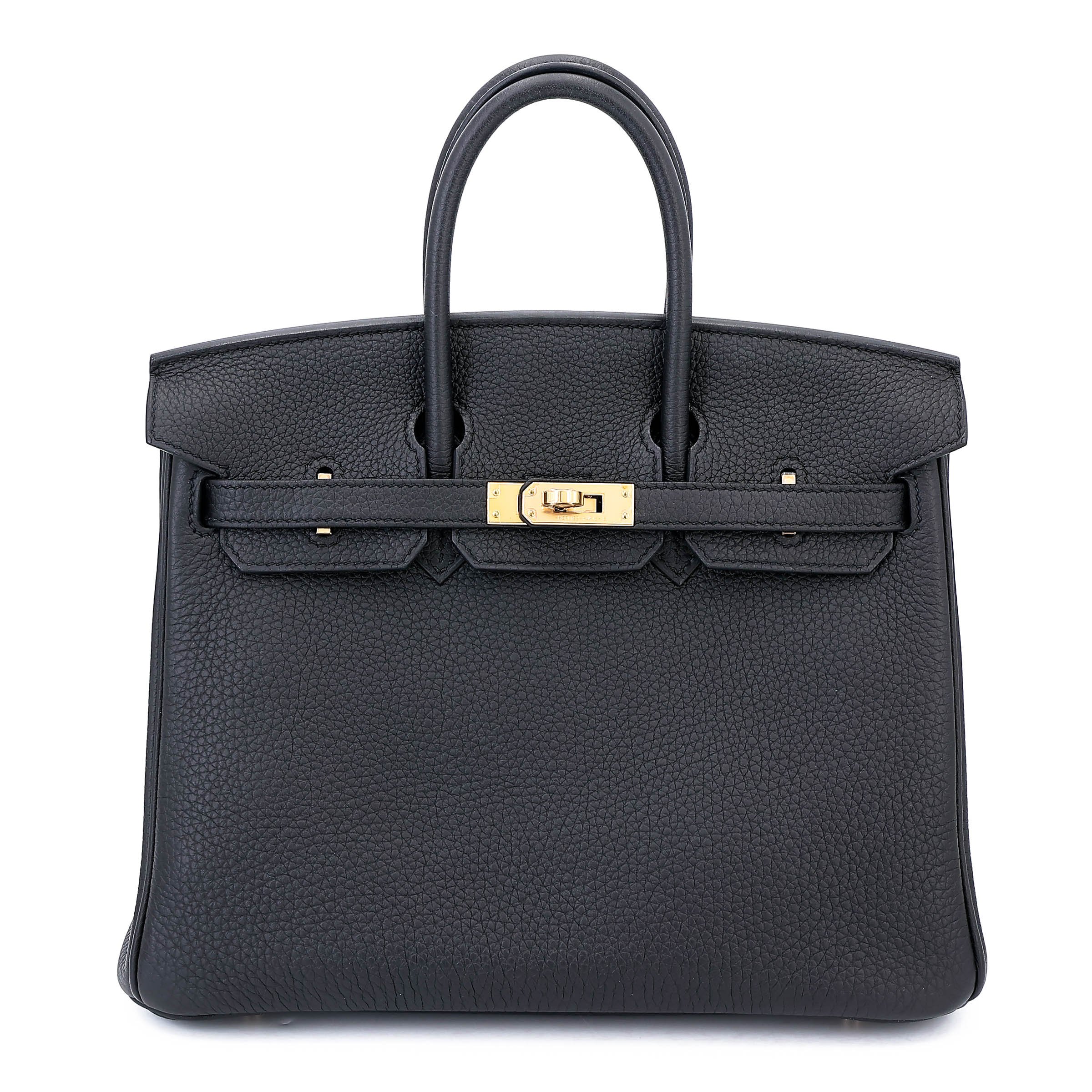 Excellent ( Rank SA ) HERMÈS Birkin 25 Noir (89) Togo Rose Gold hardware Y (2020)