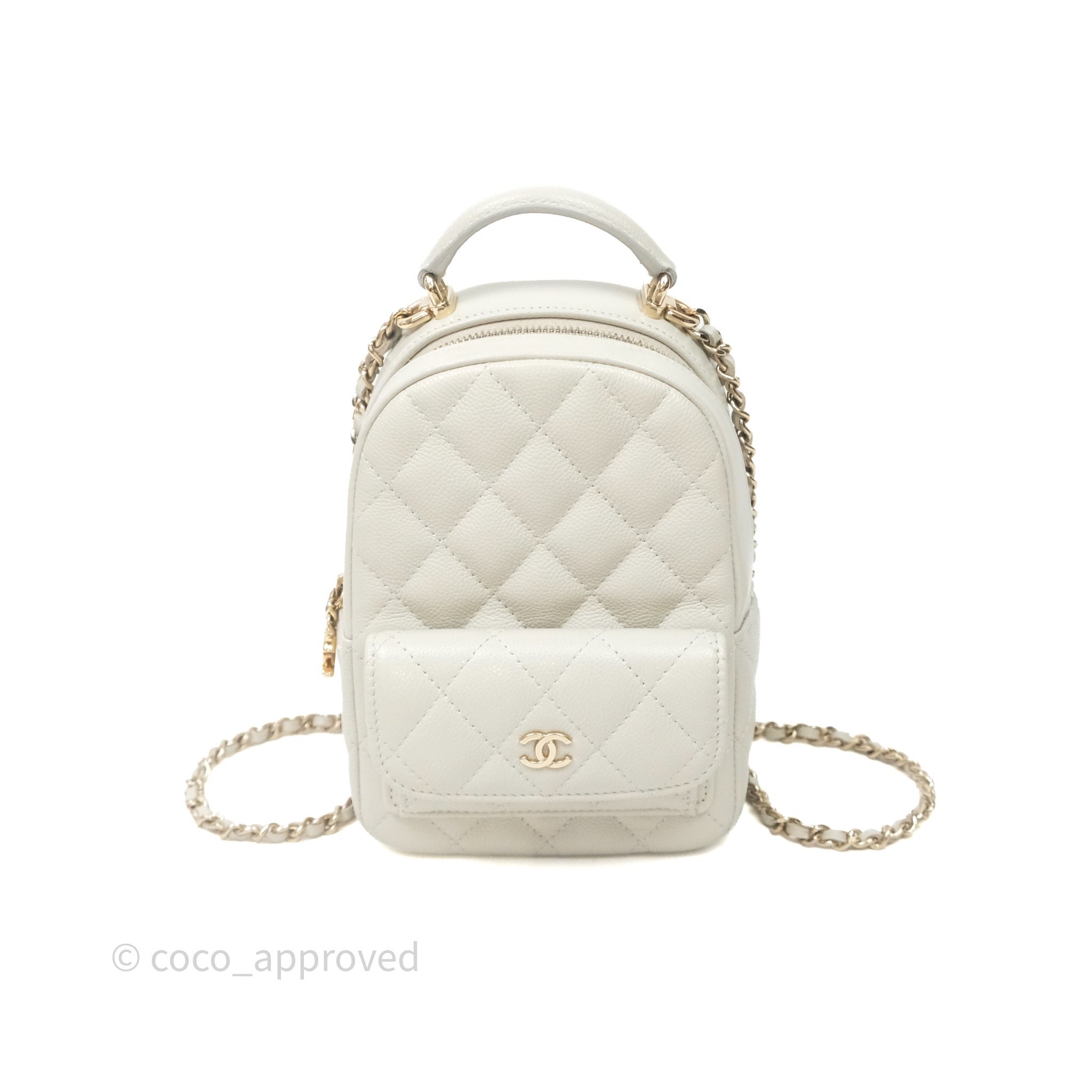 Chanel Classic Mini Backpack Light Grey Caviar Gold Hardware