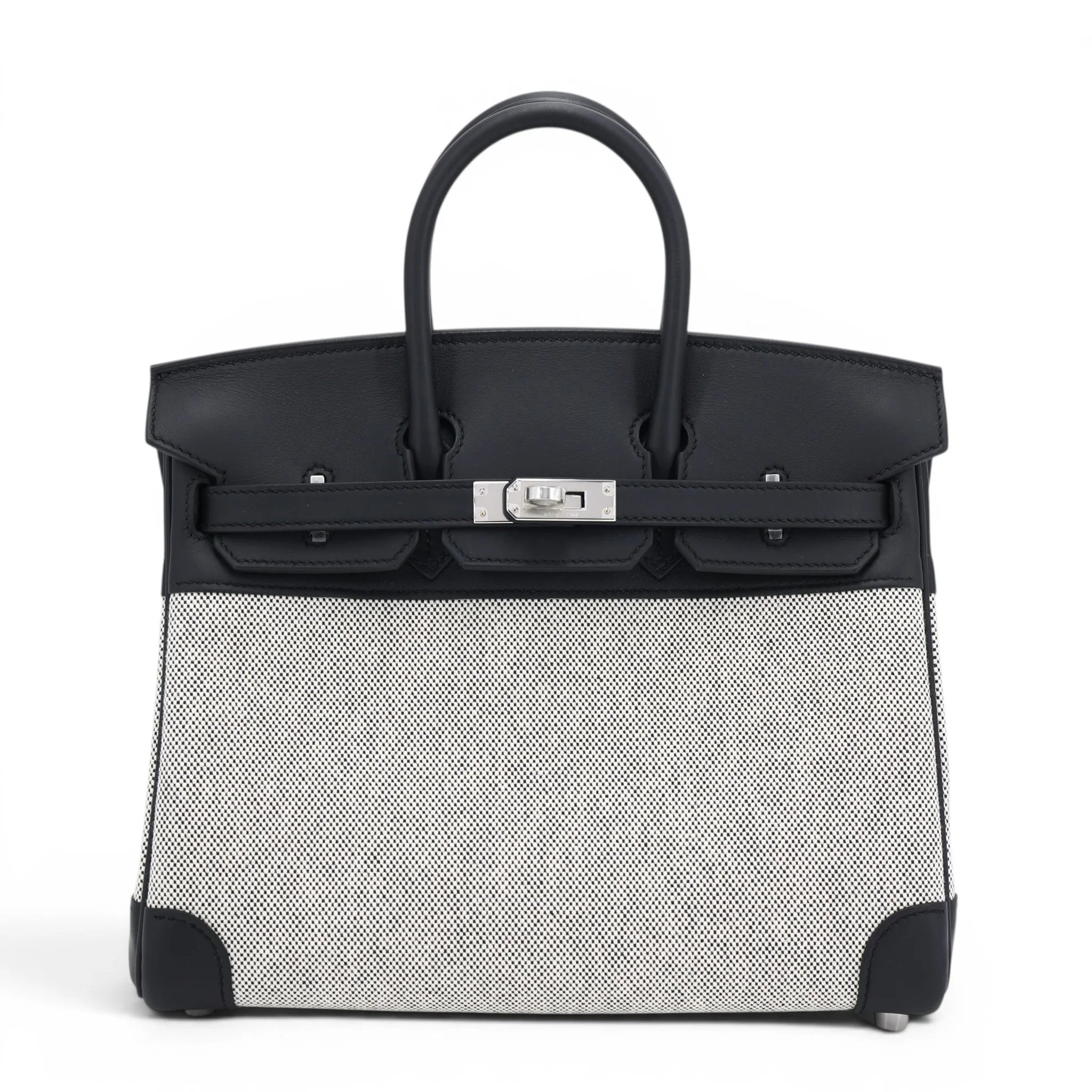 Brand New ( Rank N ) HERMÈS Birkin 25 Noir (89) Ecru Toile H canvas Swift Palladium hardware G (2026)