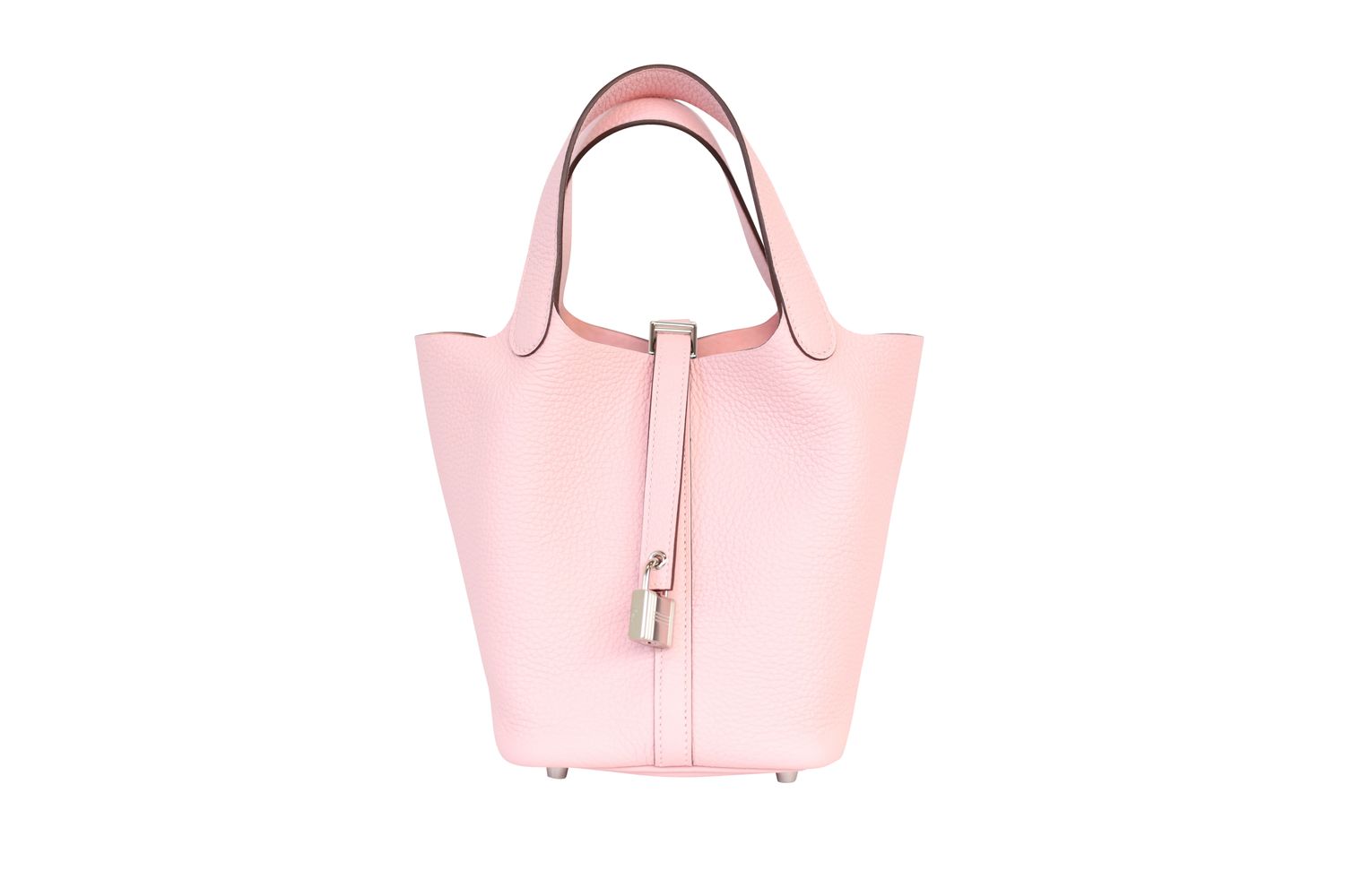 Hermes Picotin Lock 18 PM Bag, Pink Rose Sakura Clemence Leather and Palladium Hardware, Stamp U, New in Box MA001