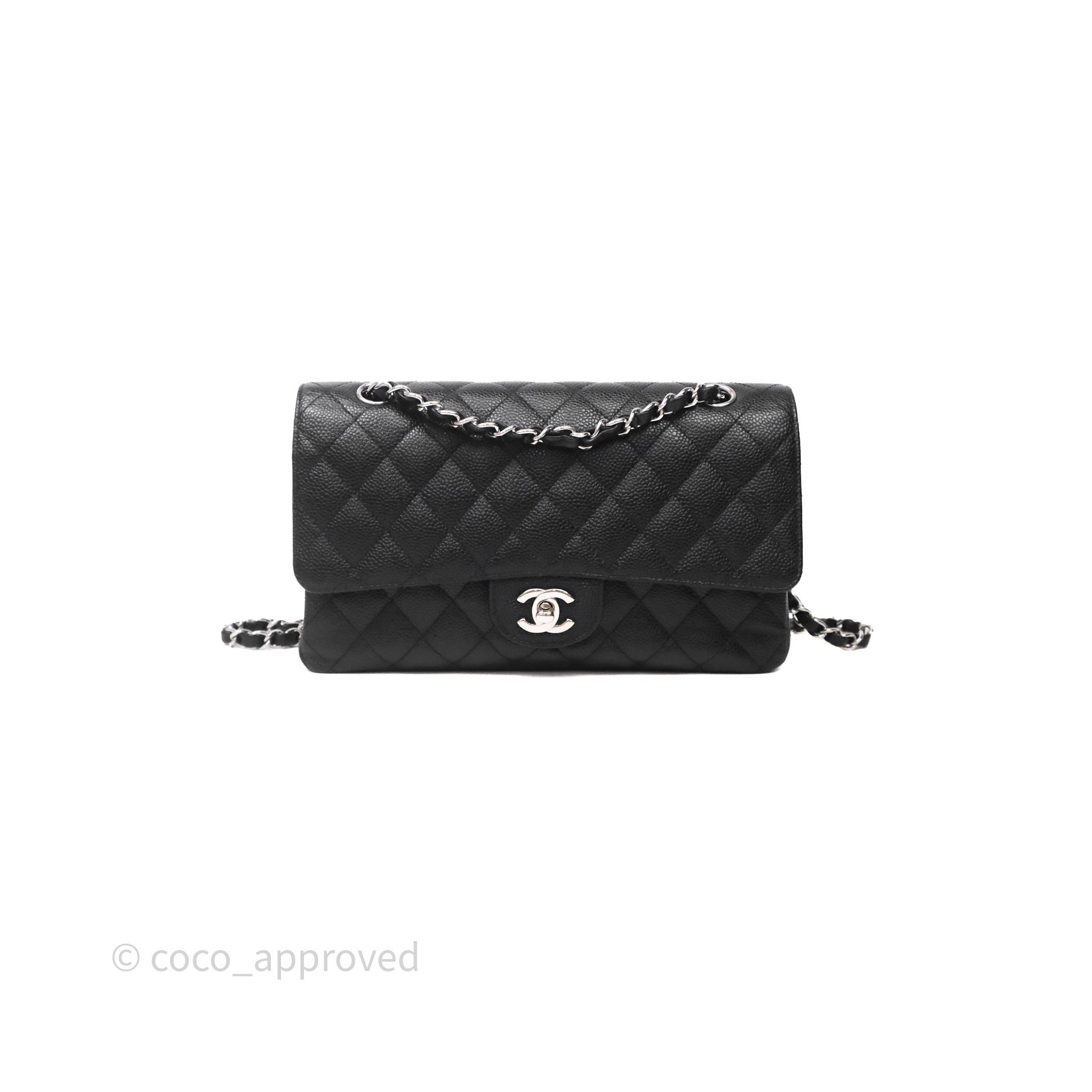 Chanel Classic M/L Medium Flap Quilted Black Caviar Silver Hardware