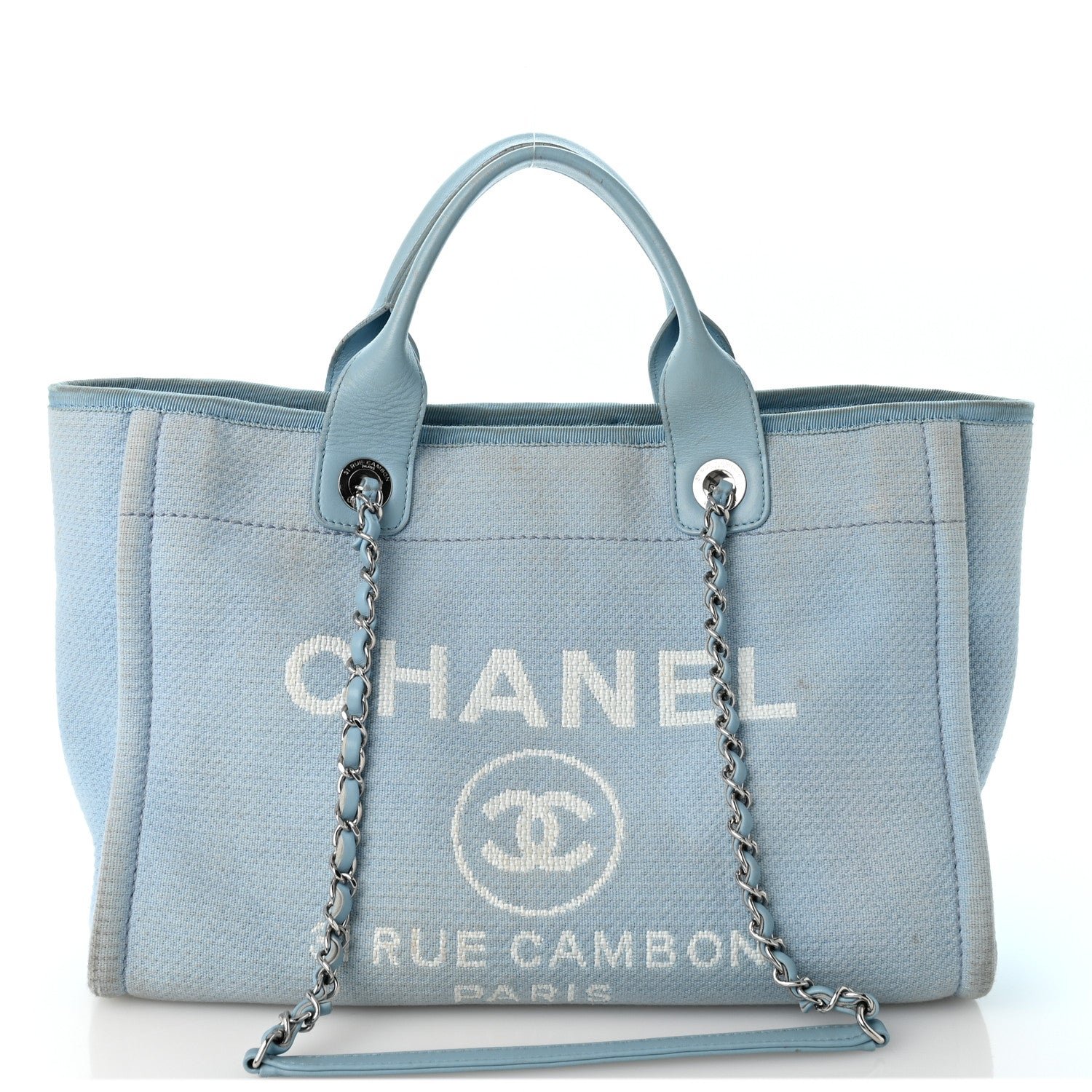 Chanel Mixed Fibers Small Deauville Tote Light Blue
