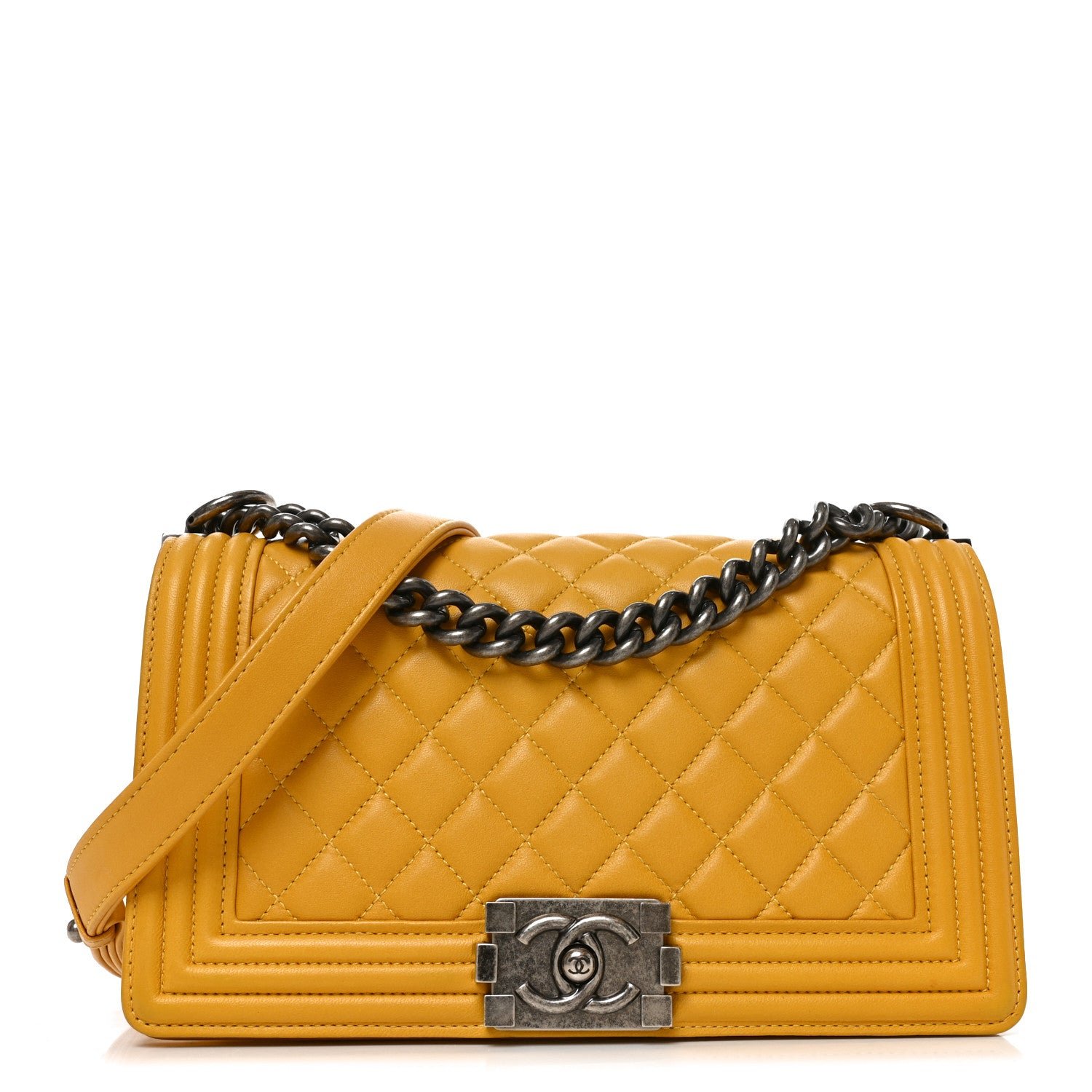 Chanel Lambskin Quilted Medium Boy Flap Yellow