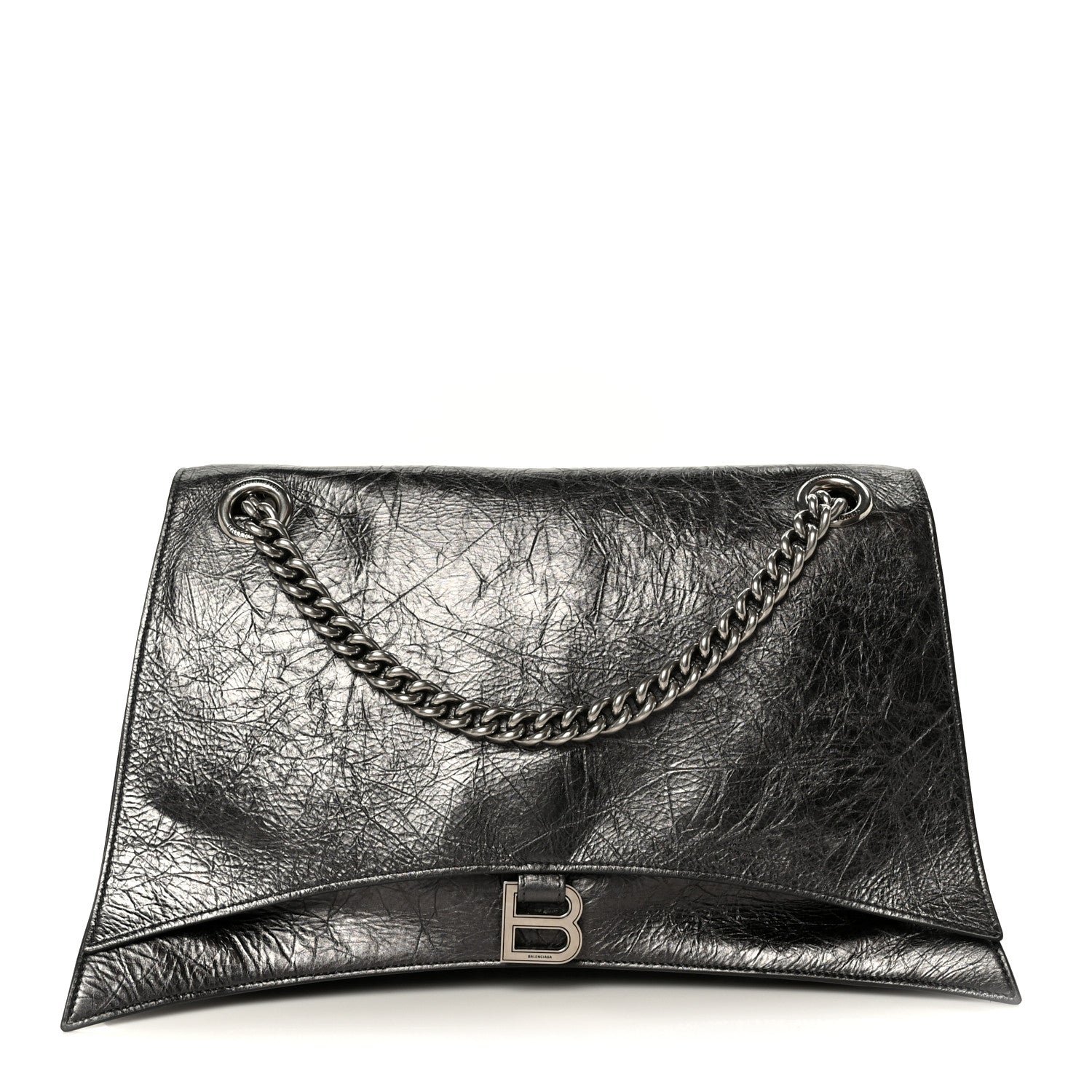 Balenciaga Balenciaga Metallic Crushed Calfskin Large Crush Chain Bag Steel Grey