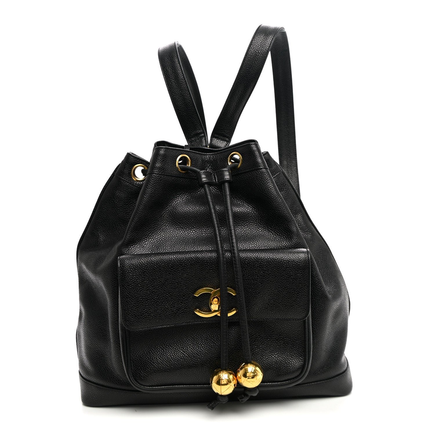 Chanel Caviar Drawstring Backpack Bag Black