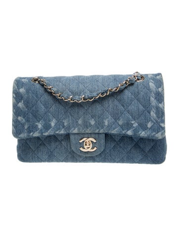 Classic Medium Denim Double Flap Bag