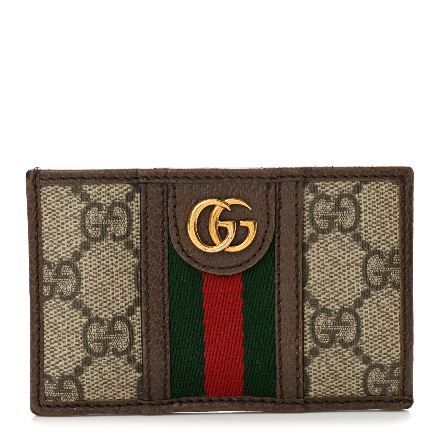 Gucci GG Supreme Monogram Ophidia Card Holder Brown