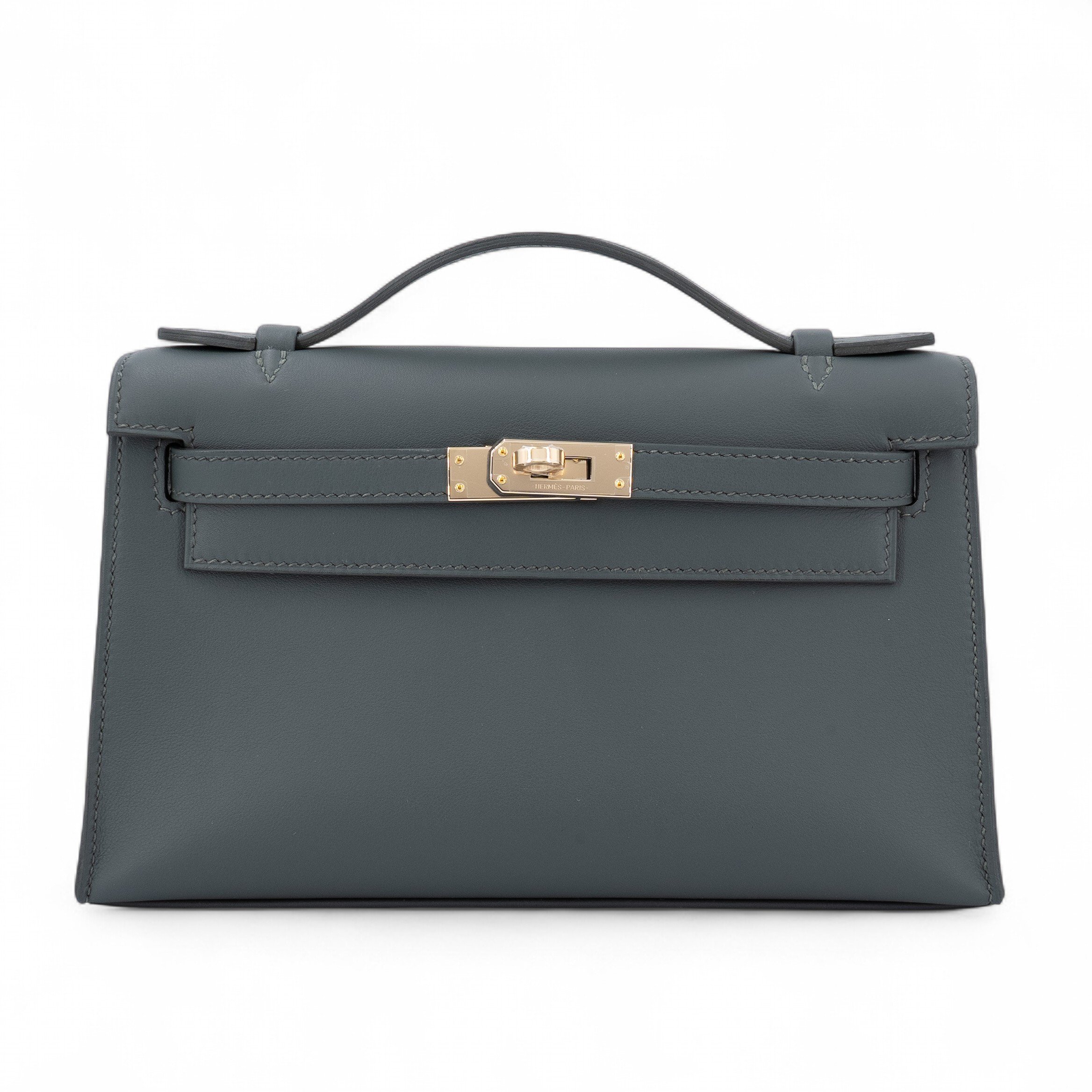 Hermes Brand New ( Rank N ) HERMÈS Kelly Pochette Vert Mangrove (Q0) Swift Permabrass hardware K (2025)