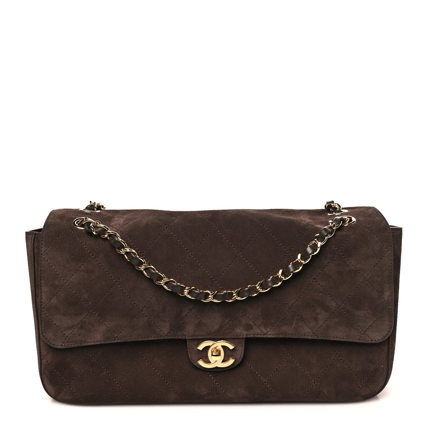Chanel Suede Calfskin Small Souplissimo Maxi Flap Dark Brown