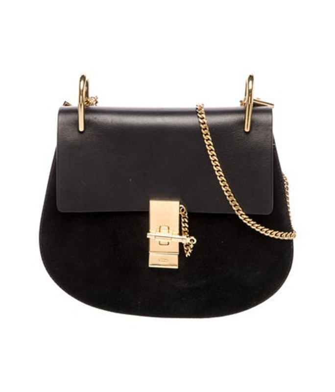 Chloe Suede Drew Leather And Suede Saddle Crossbody Bag Small