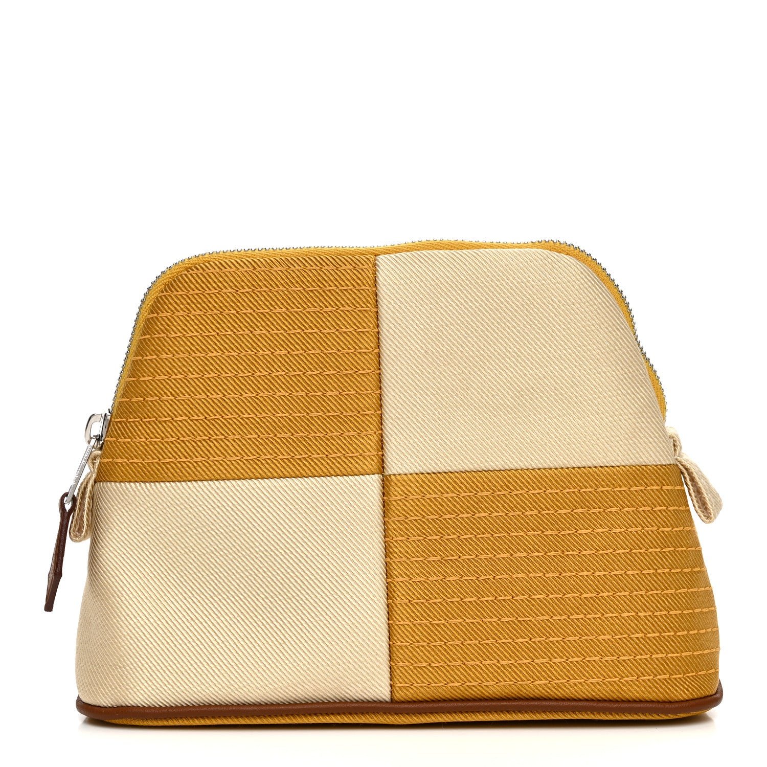 Hermes Silk Cotton Mini Mini Bolide Hippique Travel Cosmetic Pouch Ocre