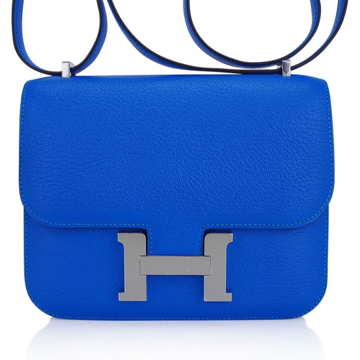 Hermes Hermes Verso Mini Constance 18 Bag Bleu Hydra and Deep Bleu Chevre Leather with Palladium Hardware
