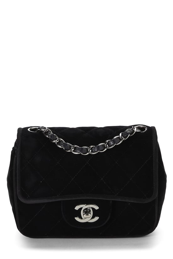 Black Quilted Velour Half Flap Mini