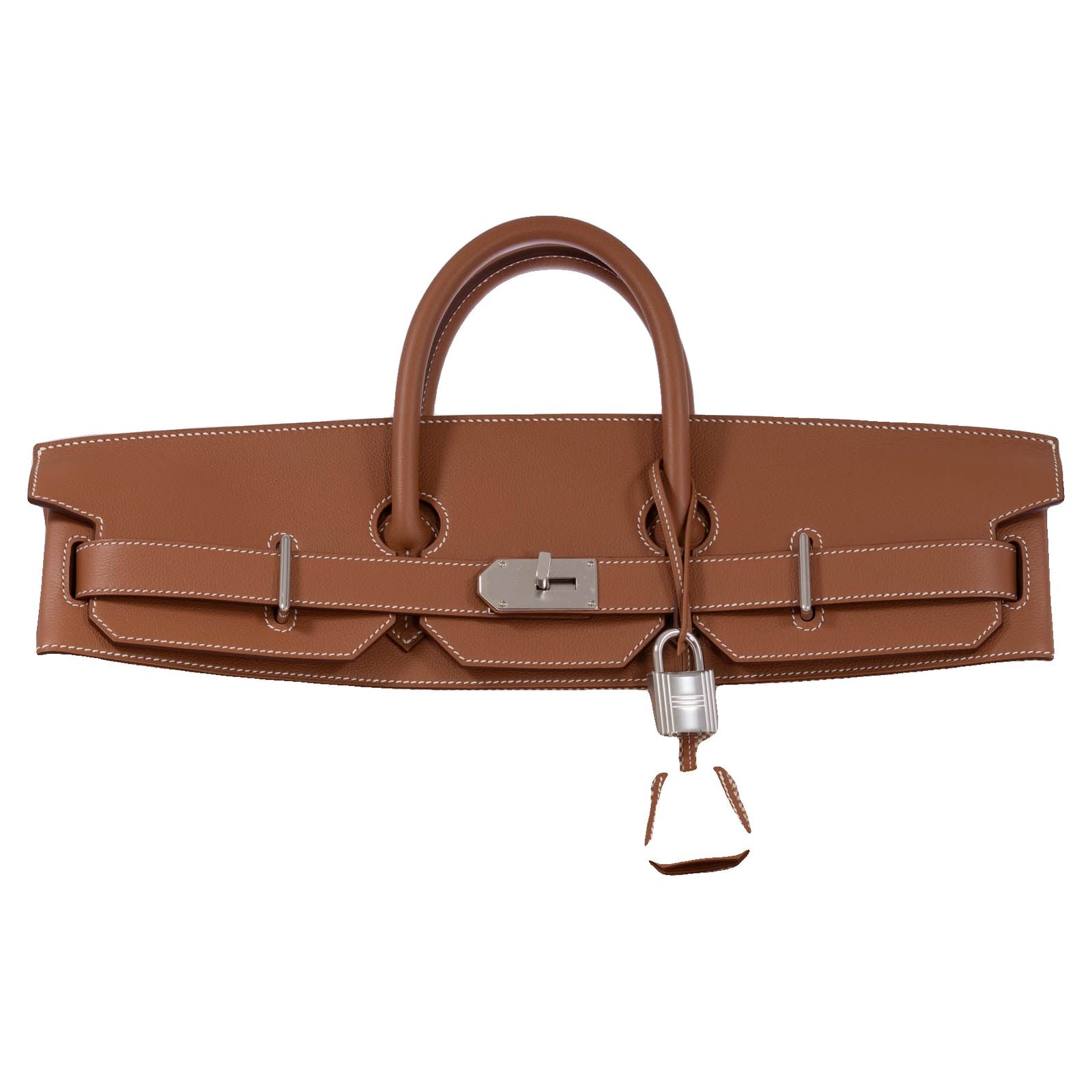 Hermes Hermès HAC 50 Ecru Beige Toile Criss and Gold Evercolor Palladium Hardware