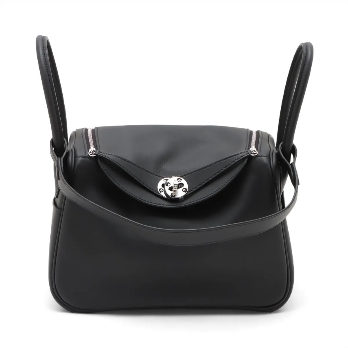 Hermès Lindy 26 Veau Swift Black Silver Metal Fittings