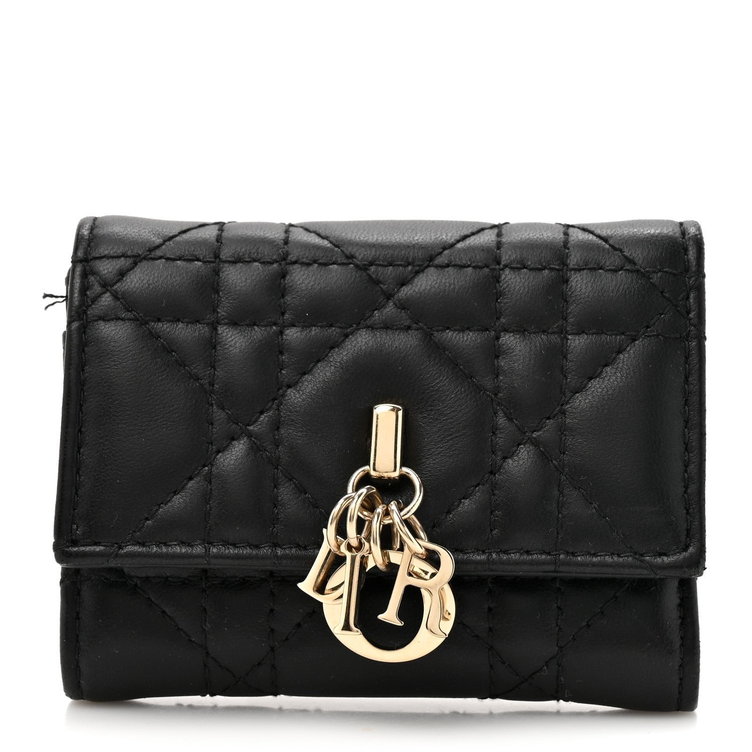 Christian Dior Lambskin Cannage My Dior Veronia Wallet Black