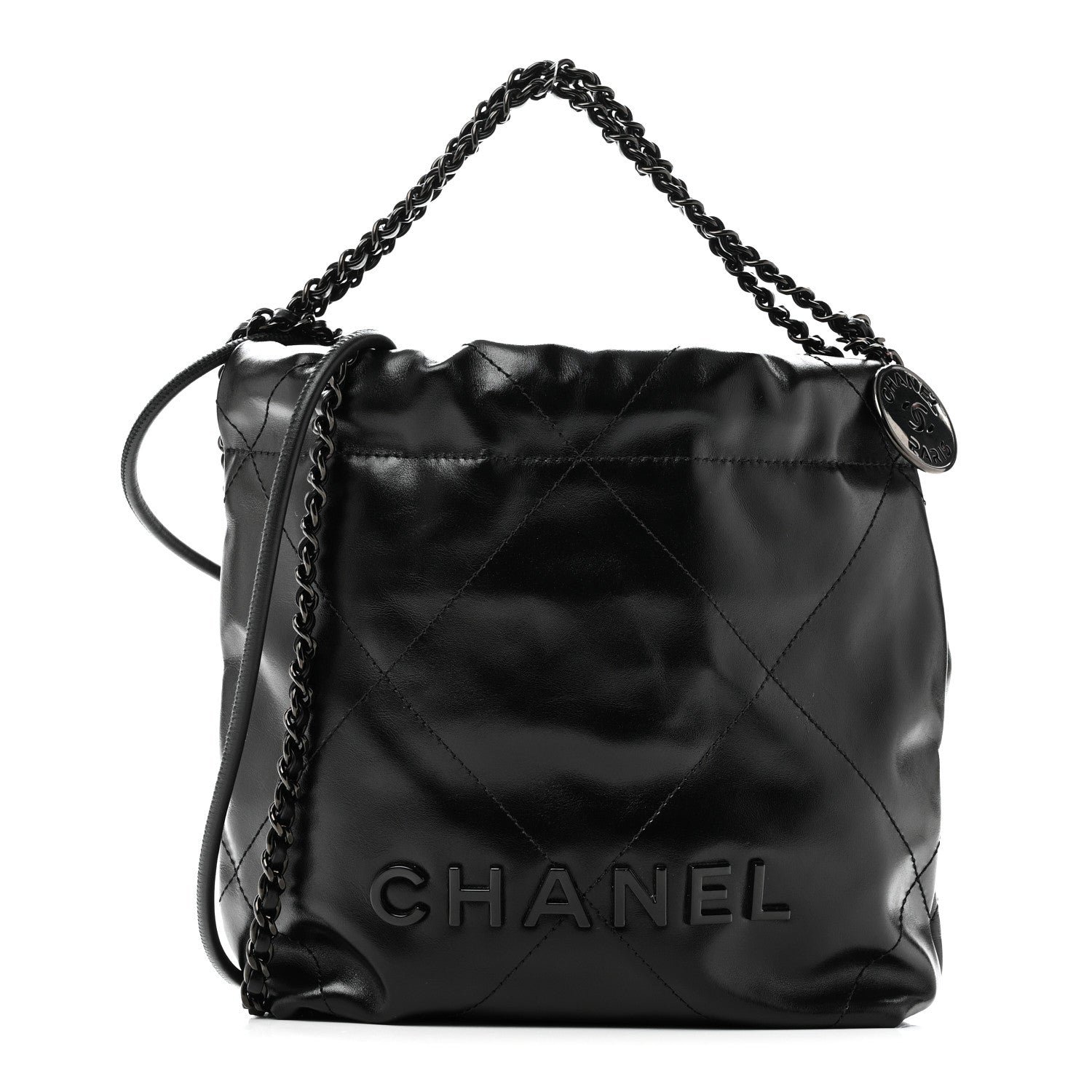 Chanel Shiny Calfskin Quilted Mini Chanel 22 So Black