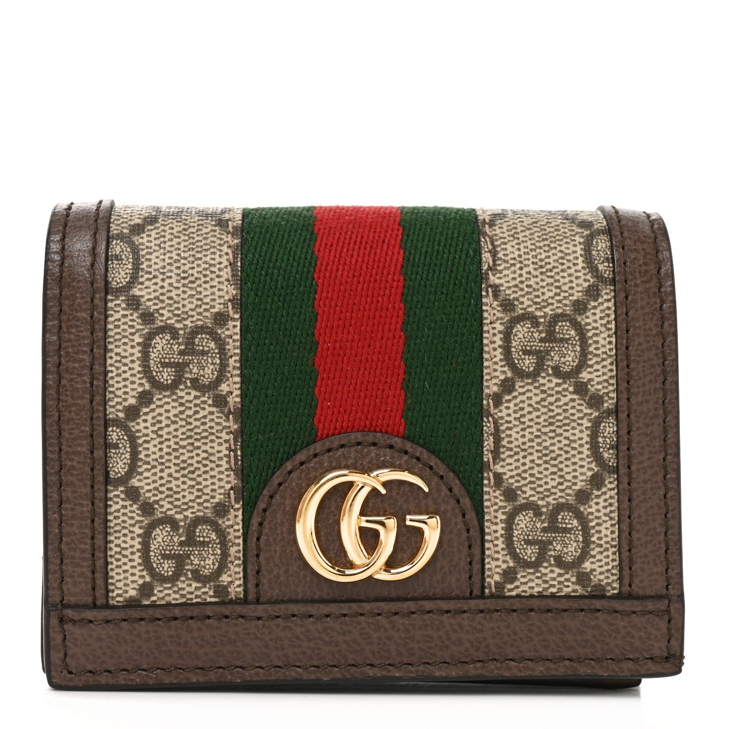 Gucci GG Supreme Monogram Web Ophidia Card Case Beige New Acero