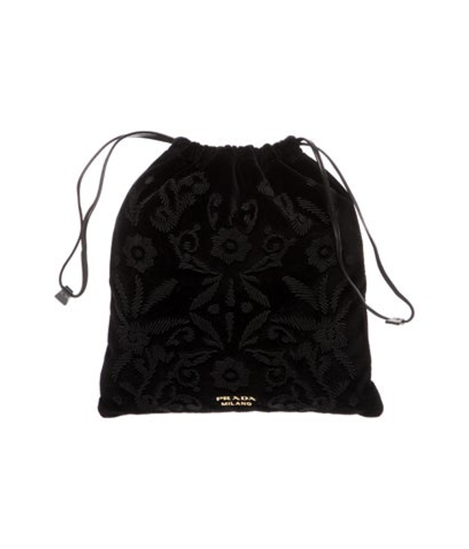 Prada Saffiano Metal Leather Embroidered Clutch Small