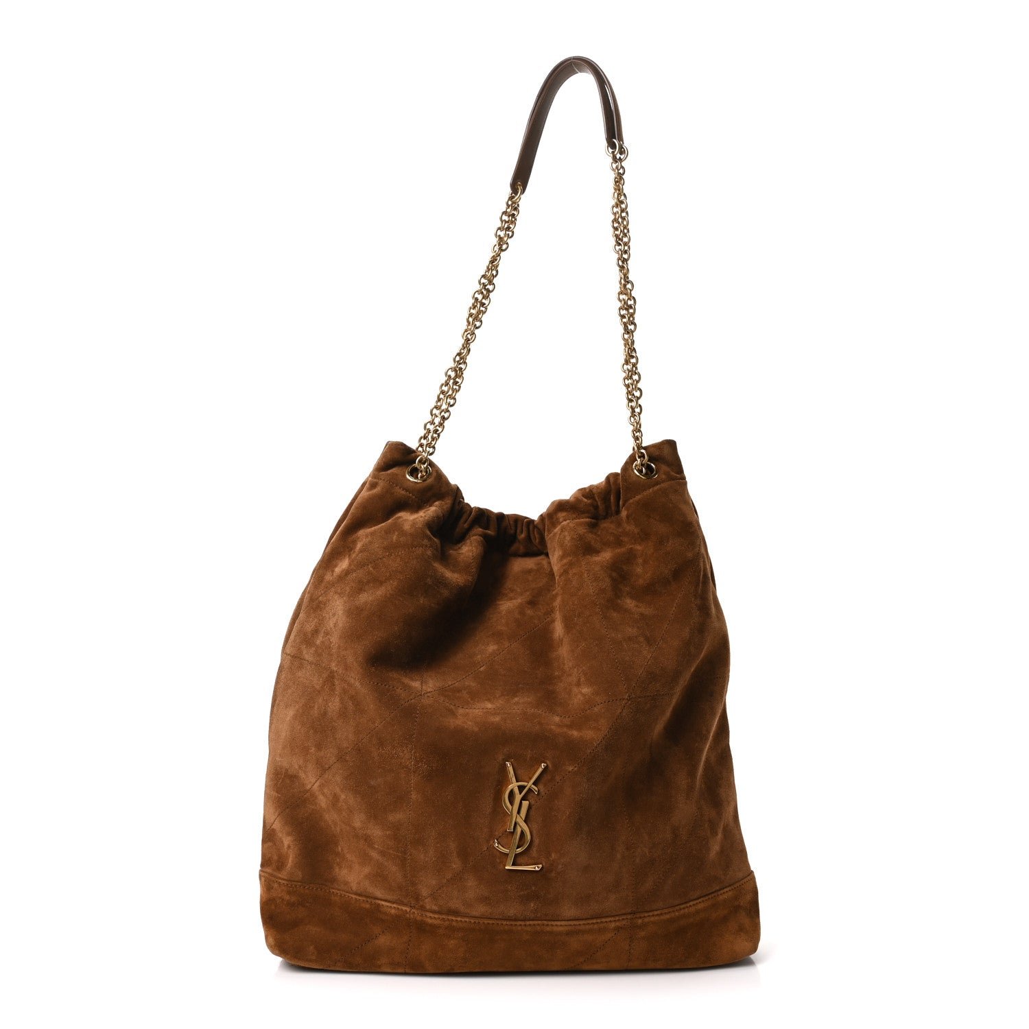 Saint Laurent Suede Monogram Large Jamie Pochon Caramel Cognac