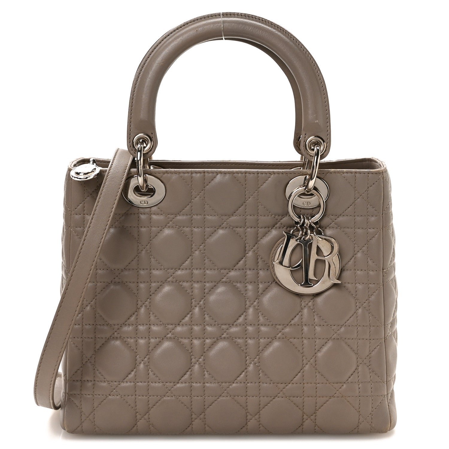 Christian Dior Lambskin Cannage Medium Lady Dior Grey