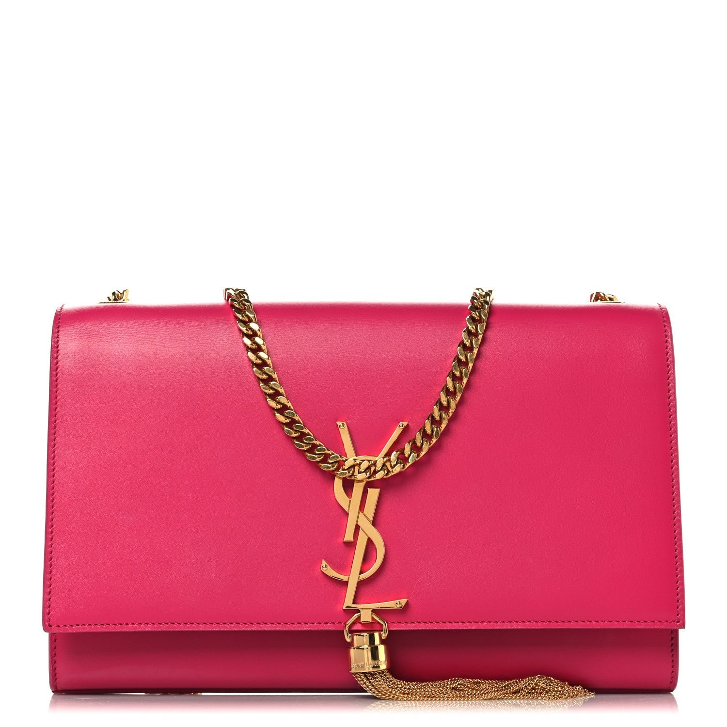 Saint Laurent Smooth Calfskin Medium Classic Monogram Kate Tassel Satchel Fuchsia